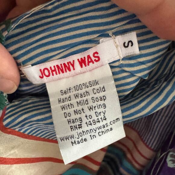 New Johnny Was Weller Topiary Hunter Kimono Purple Floral Reversible Tie Sz S - Picture 11 of 12